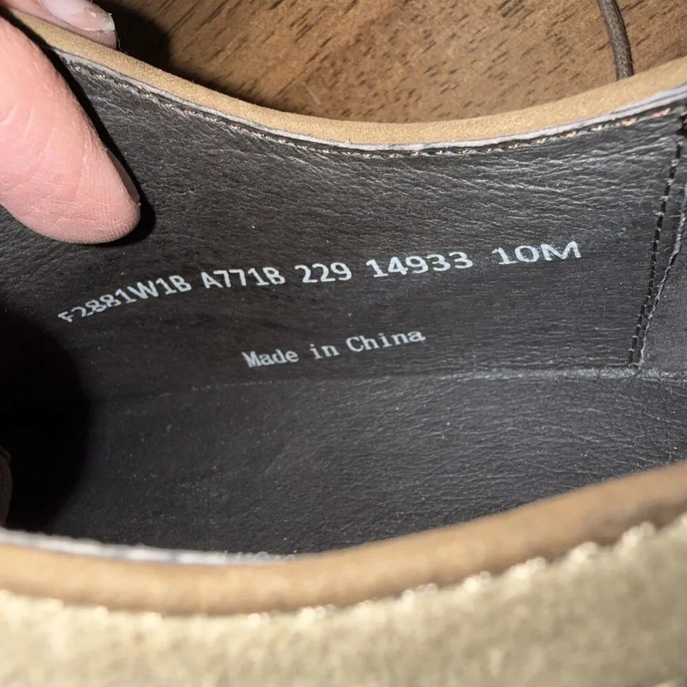 John Varvatos Tan Suede Derby Shoes Lace Up Almond Toe Dress Smart Casual Men 10